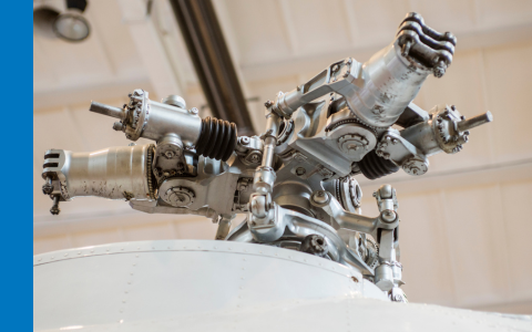 Close up image of helicopter rotor blades