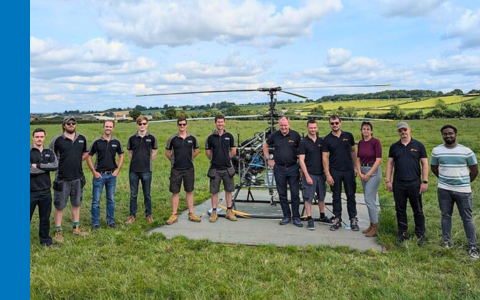 Team from Helitune and Certo Aerospace next to helicopter