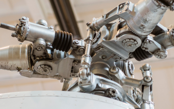 Close up image of helicopter rotor blades